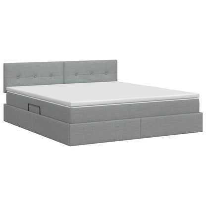 Opbergbed met matras Lichtgrijs 160 x 200 cm fluweel