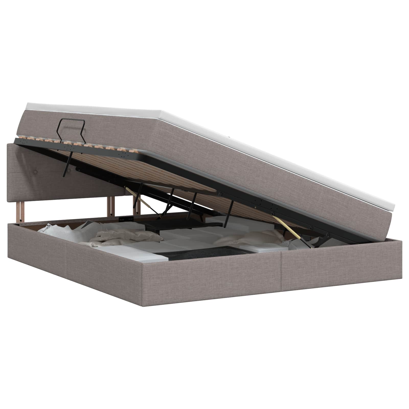 Opbergbed met matras met hoofdeinde Taupe 160 x 200 cm fluweel