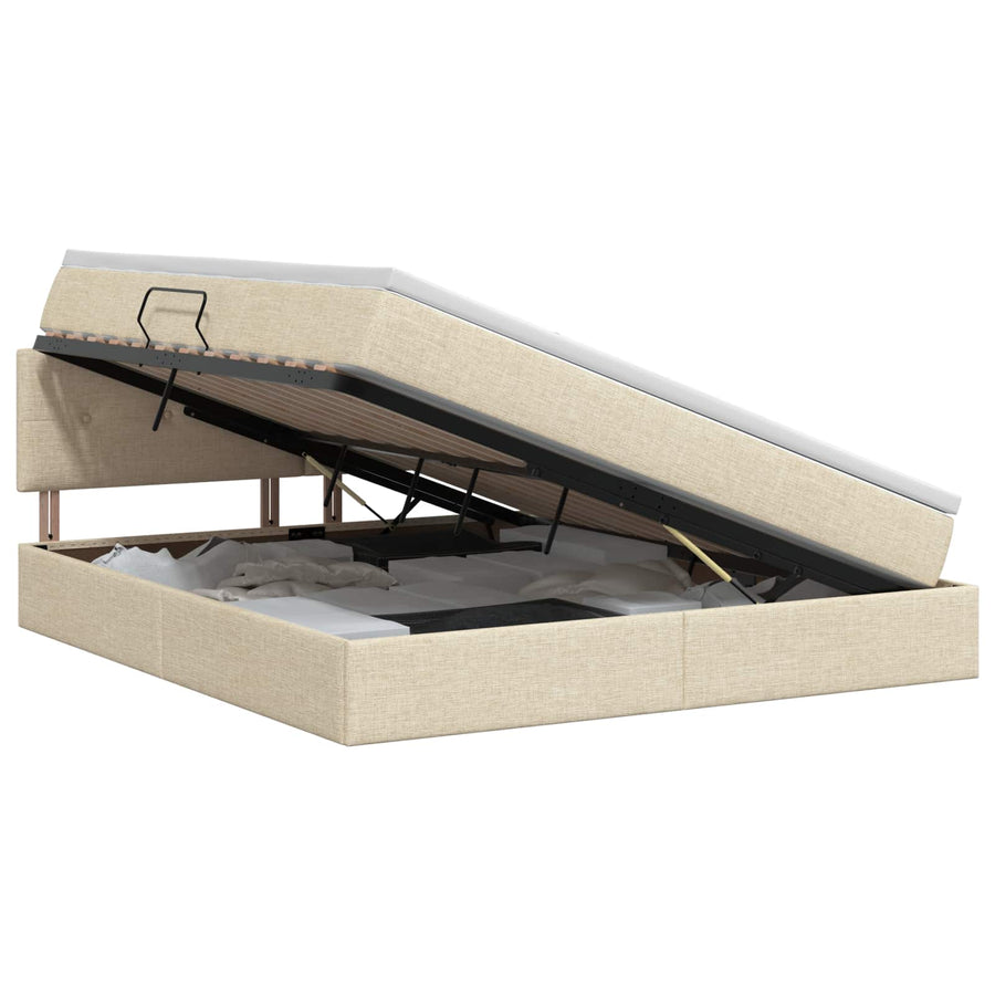 Opbergbed met matras Crèmekleurig 160 x 200 cm fluweel