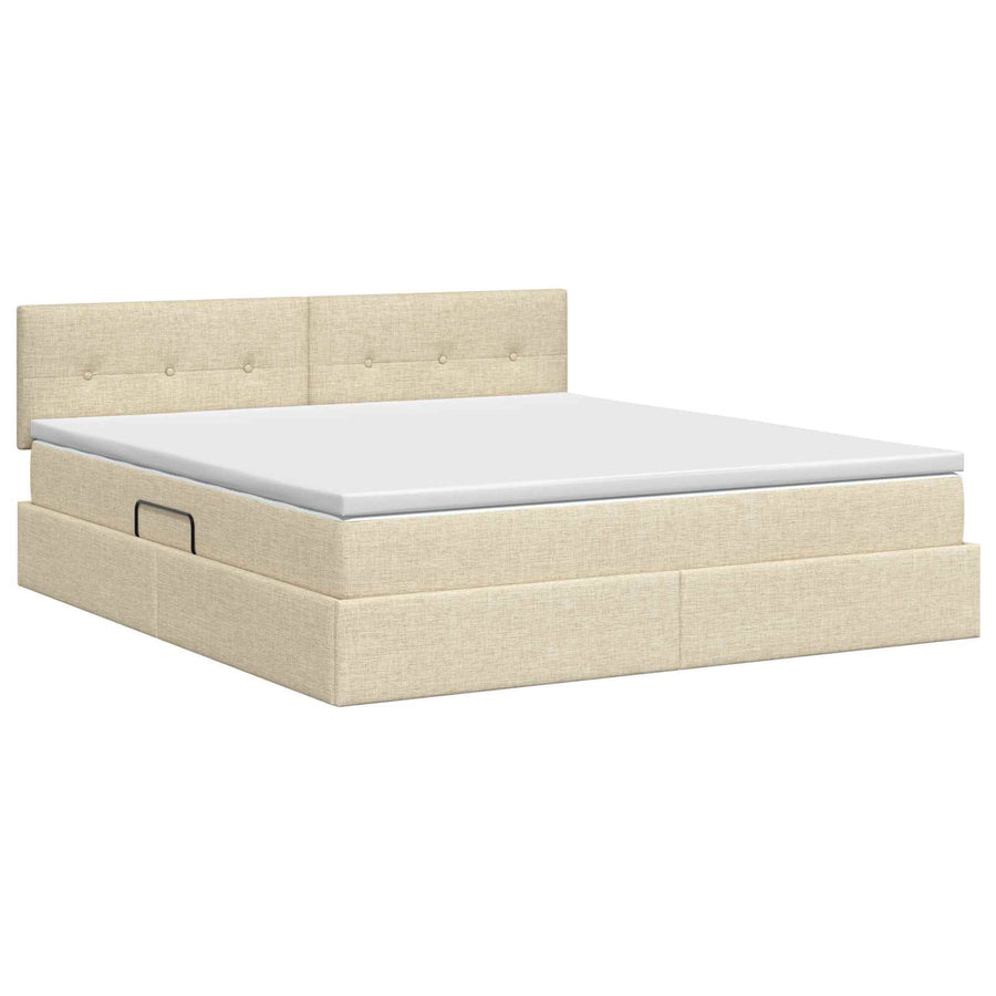 Opbergbed met matras Crèmekleurig 160 x 200 cm fluweel