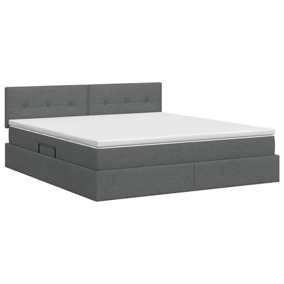Opbergbed met matras Donkergrijs 180 x 200 cm fluweel