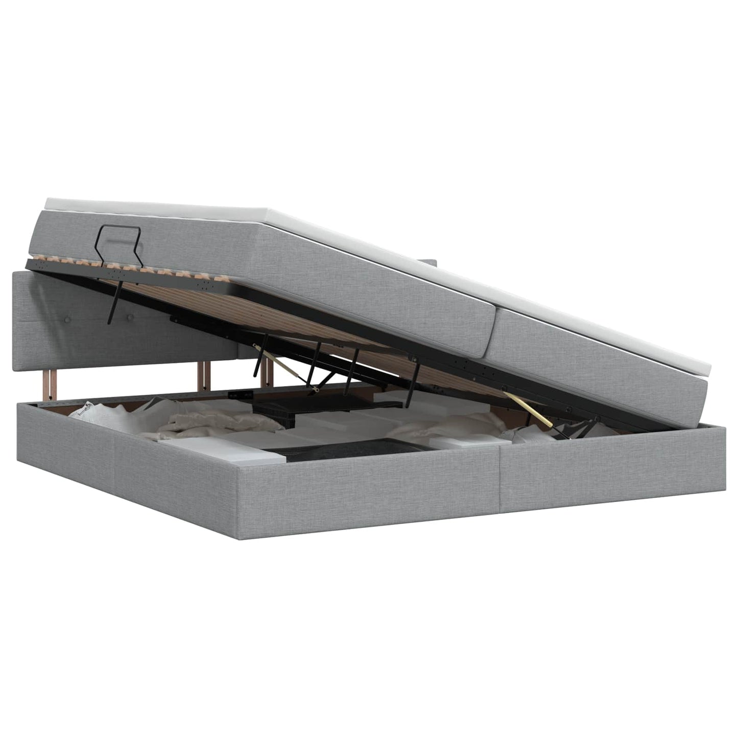 Opbergbed met matras Lichtgrijs 200 x 200 cm fluweel