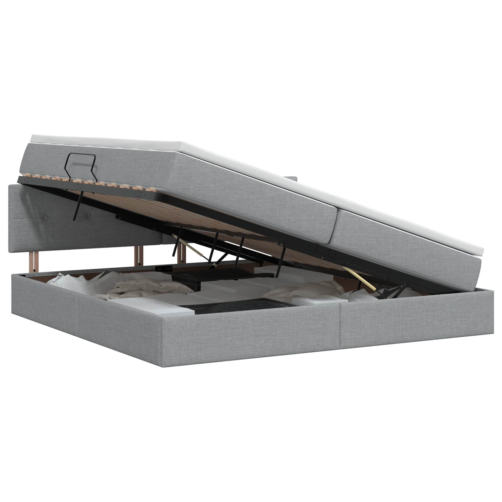 Opbergbed met matras Lichtgrijs 200 x 200 cm fluweel