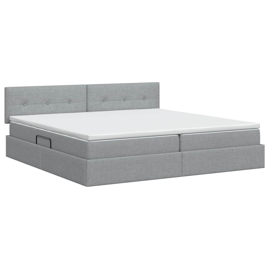 Opbergbed met matras Lichtgrijs 200 x 200 cm fluweel