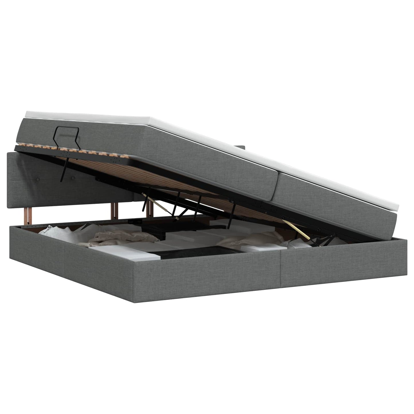 Opbergbed met matras Donkergrijs 200 x 200 cm fluweel