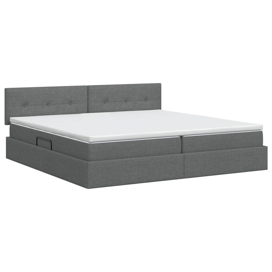 Opbergbed met matras Donkergrijs 200 x 200 cm fluweel