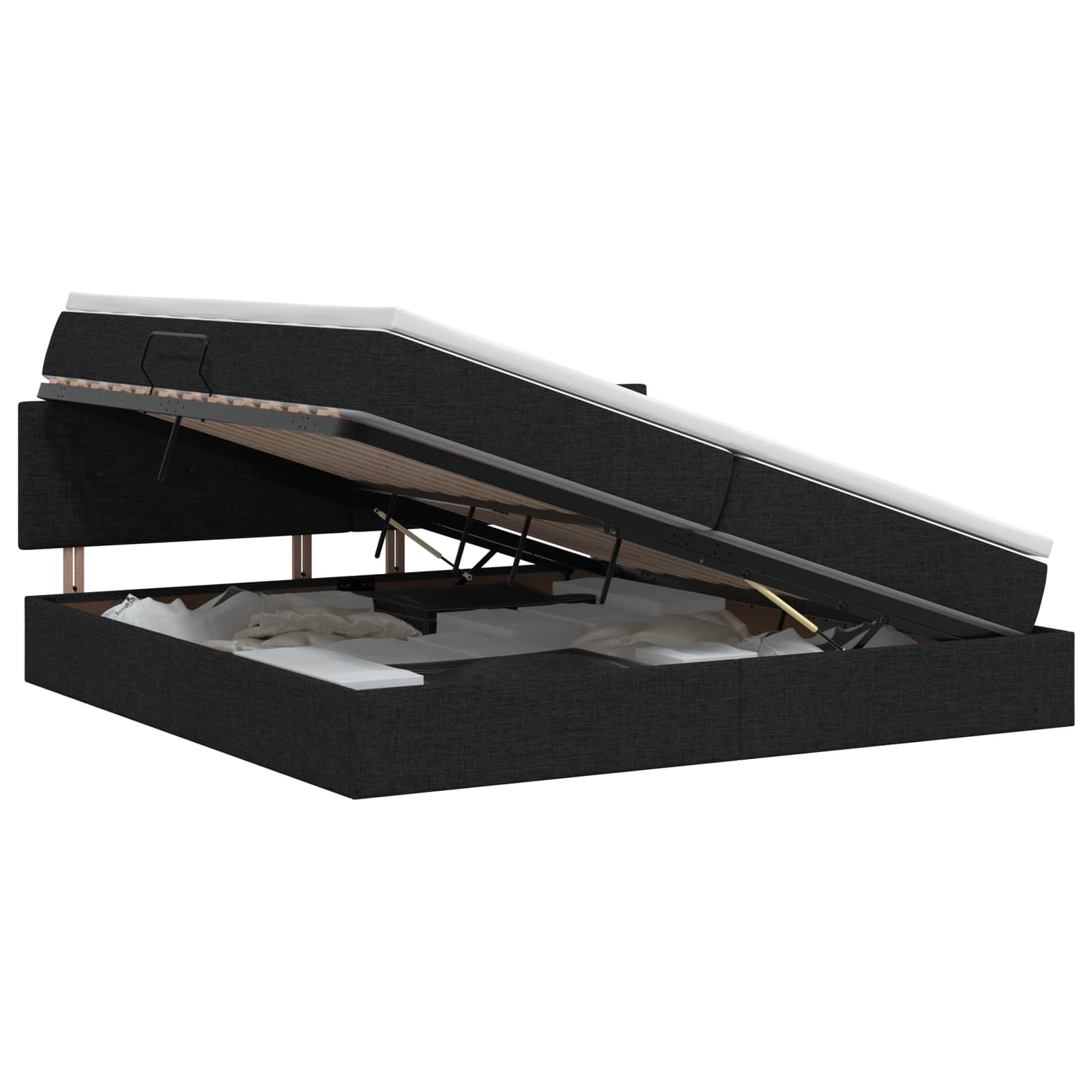 Opbergbed met matras met hoofdeinde Zwart 200 x 200 cm fluweel
