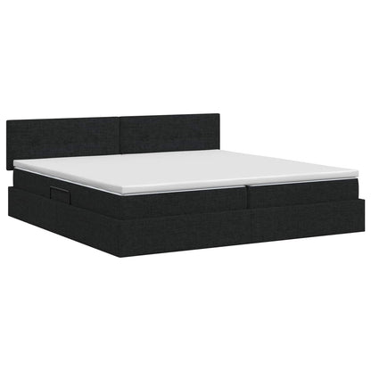 Opbergbed met matras met hoofdeinde Zwart 200 x 200 cm fluweel
