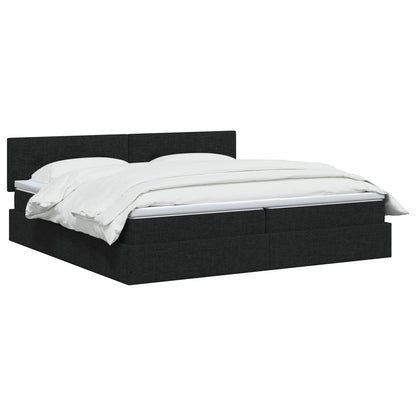 Opbergbed met matras met hoofdeinde Zwart 200 x 200 cm fluweel