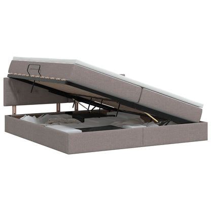 Opbergbed met matras met hoofdeinde Taupe 200 x 200 cm fluweel