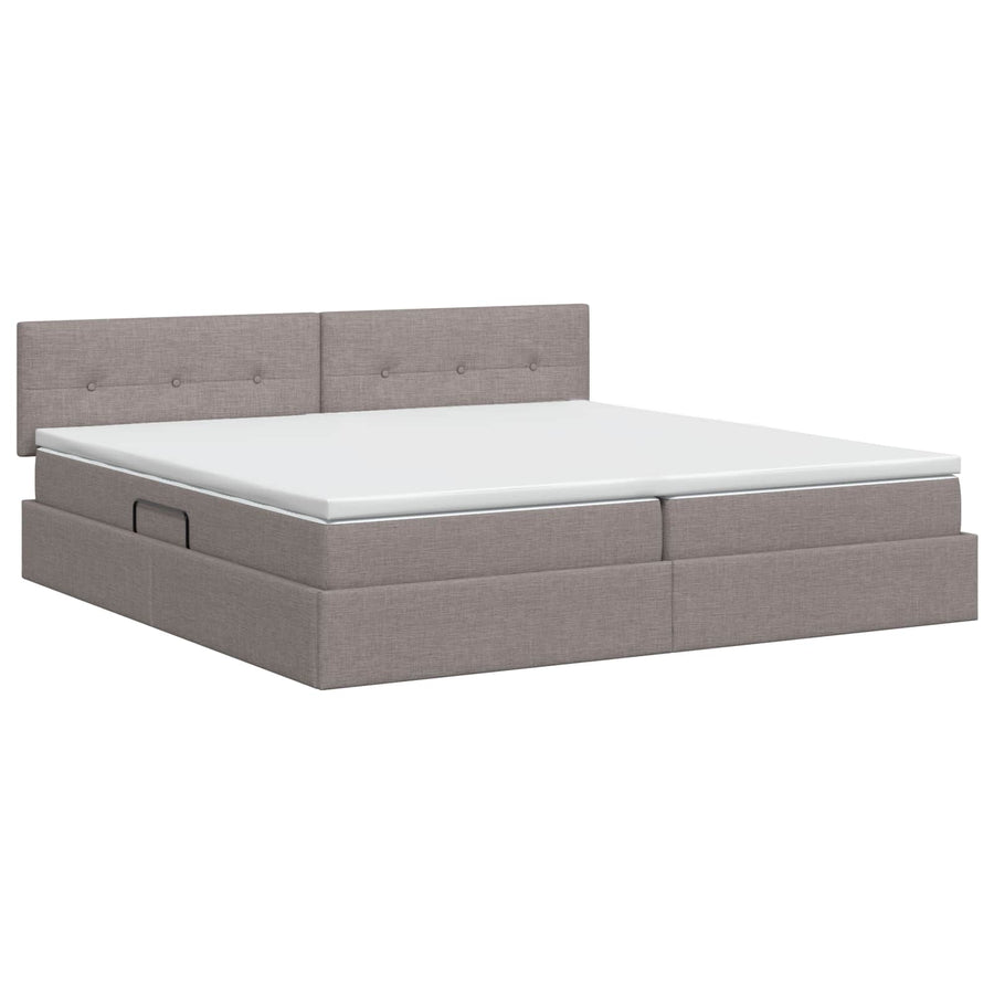 Opbergbed met matras met hoofdeinde Taupe 200 x 200 cm fluweel