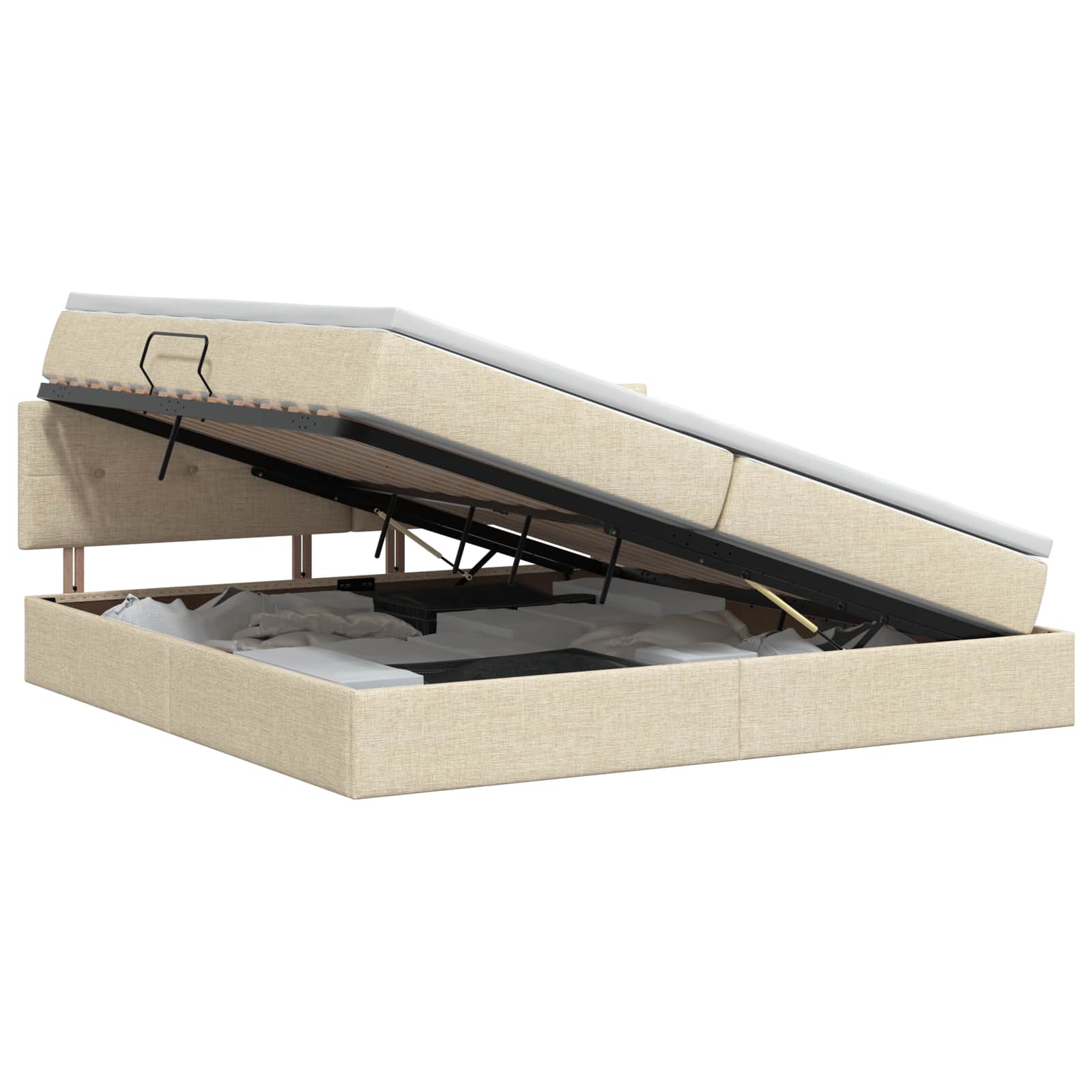 Opbergbed met matras Crèmekleurig 200 x 200 cm fluweel
