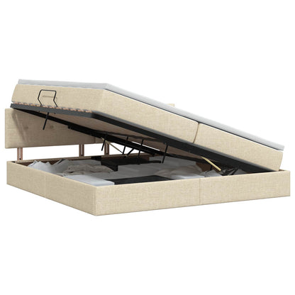 Opbergbed met matras Crèmekleurig 200 x 200 cm fluweel