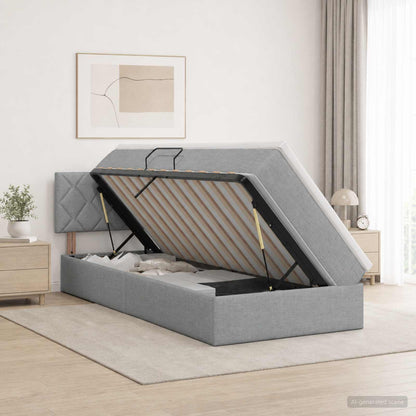 Opbergbed met matras Lichtgrijs 100 x 200 cm fluweel