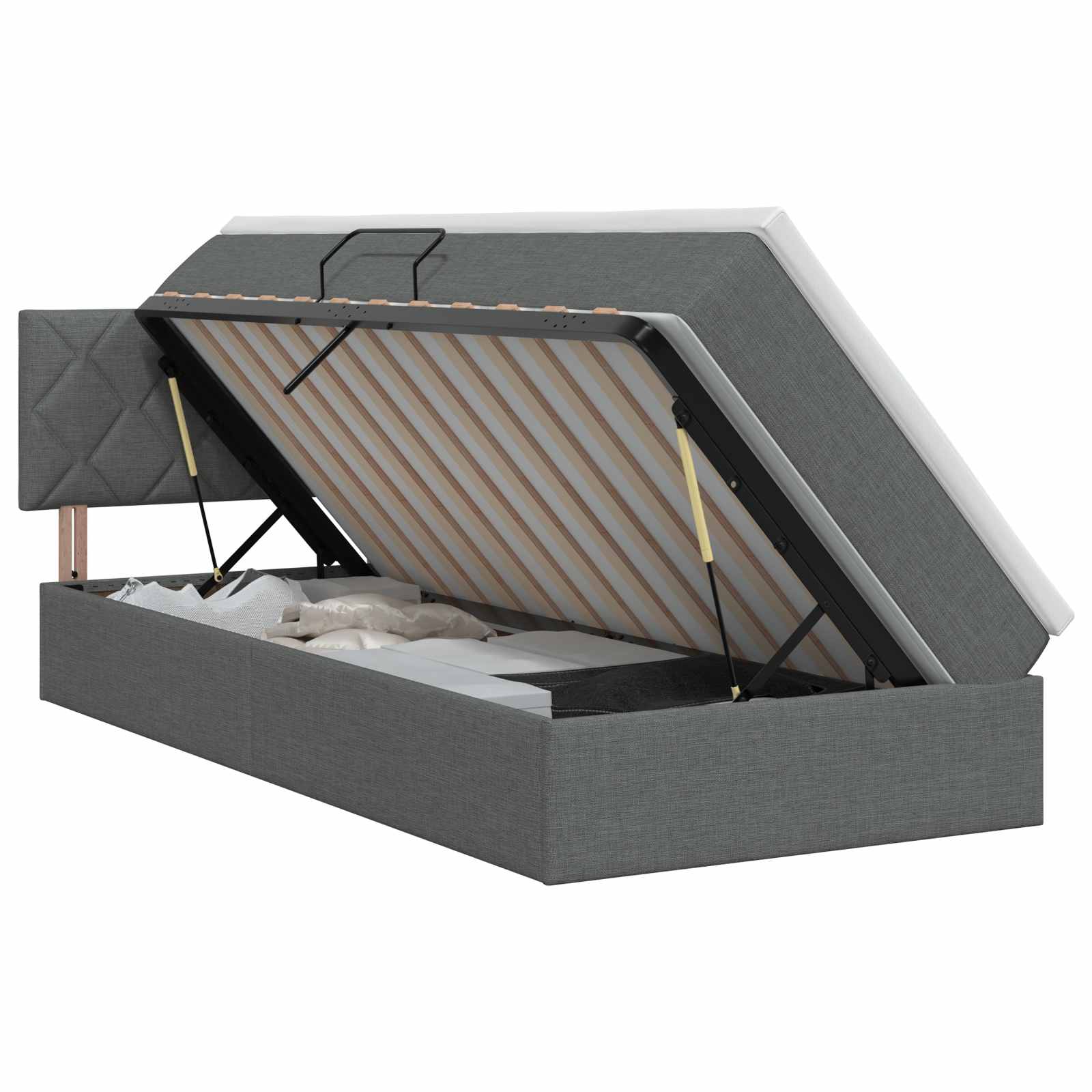 Opbergbed met matras Donkergrijs 90 x 190 cm fluweel
