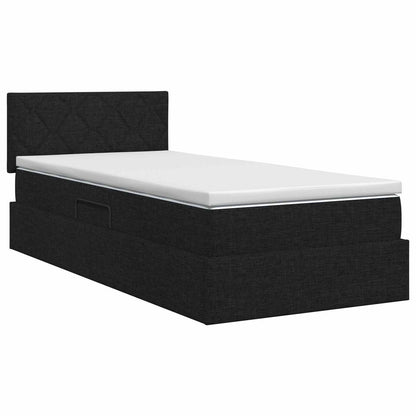 Opbergbed met matras met hoofdeinde Zwart 90 x 190 cm fluweel