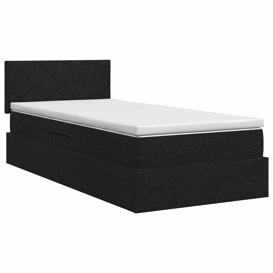 Opbergbed met matras met hoofdeinde Zwart 90 x 190 cm fluweel