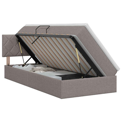 Opbergbed met matras met hoofdeinde Taupe 90 x 190 cm fluweel