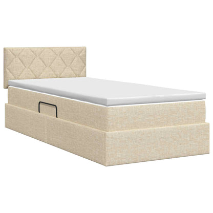 Opbergbed met matras Crèmekleurig 90 x 190 cm fluweel