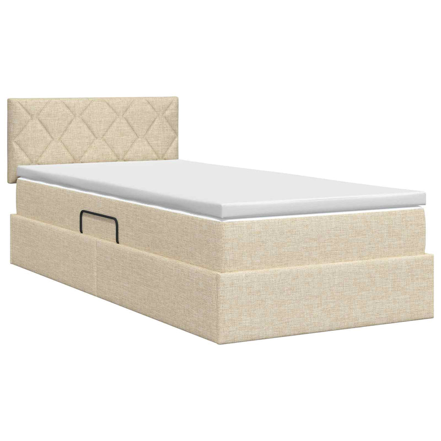 Opbergbed met matras Crèmekleurig 90 x 190 cm fluweel