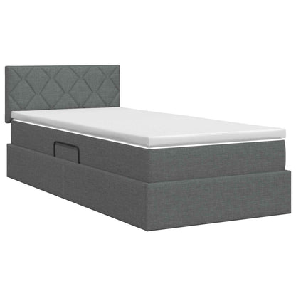 Opbergbed met matras Donkergrijs 90 x 200 cm fluweel