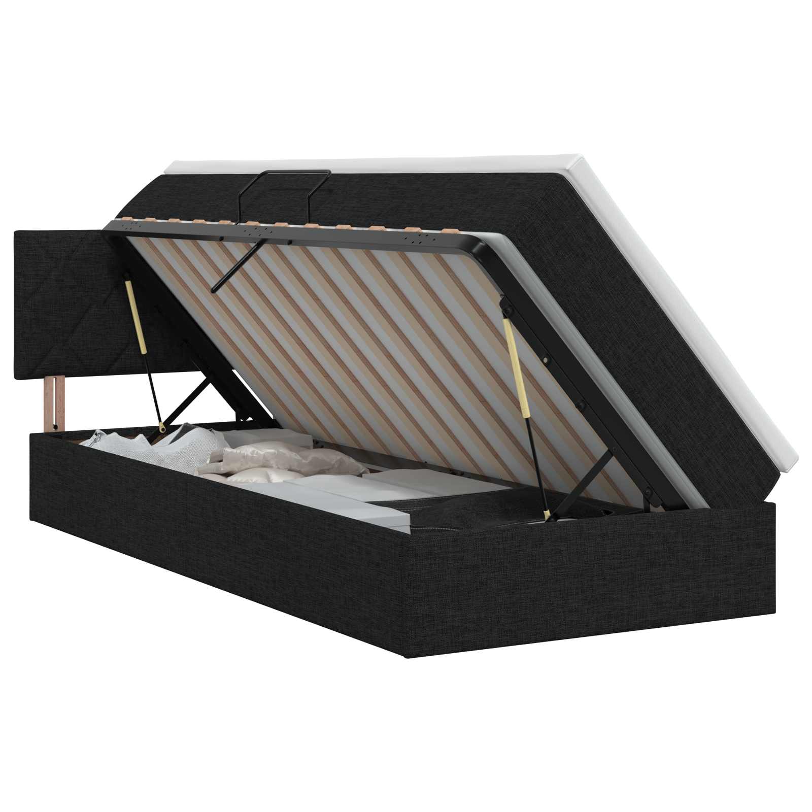Opbergbed met matras met hoofdeinde Zwart 90 x 200 cm fluweel