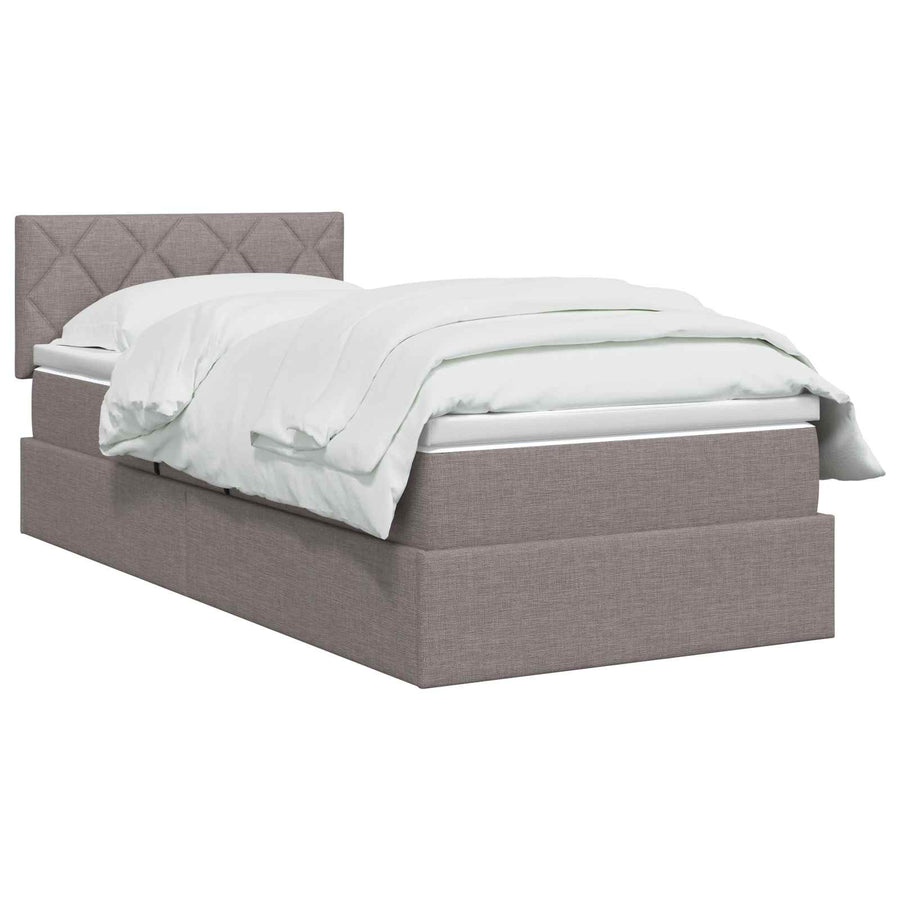 Opbergbed met matras met hoofdeinde Taupe 90 x 200 cm fluweel