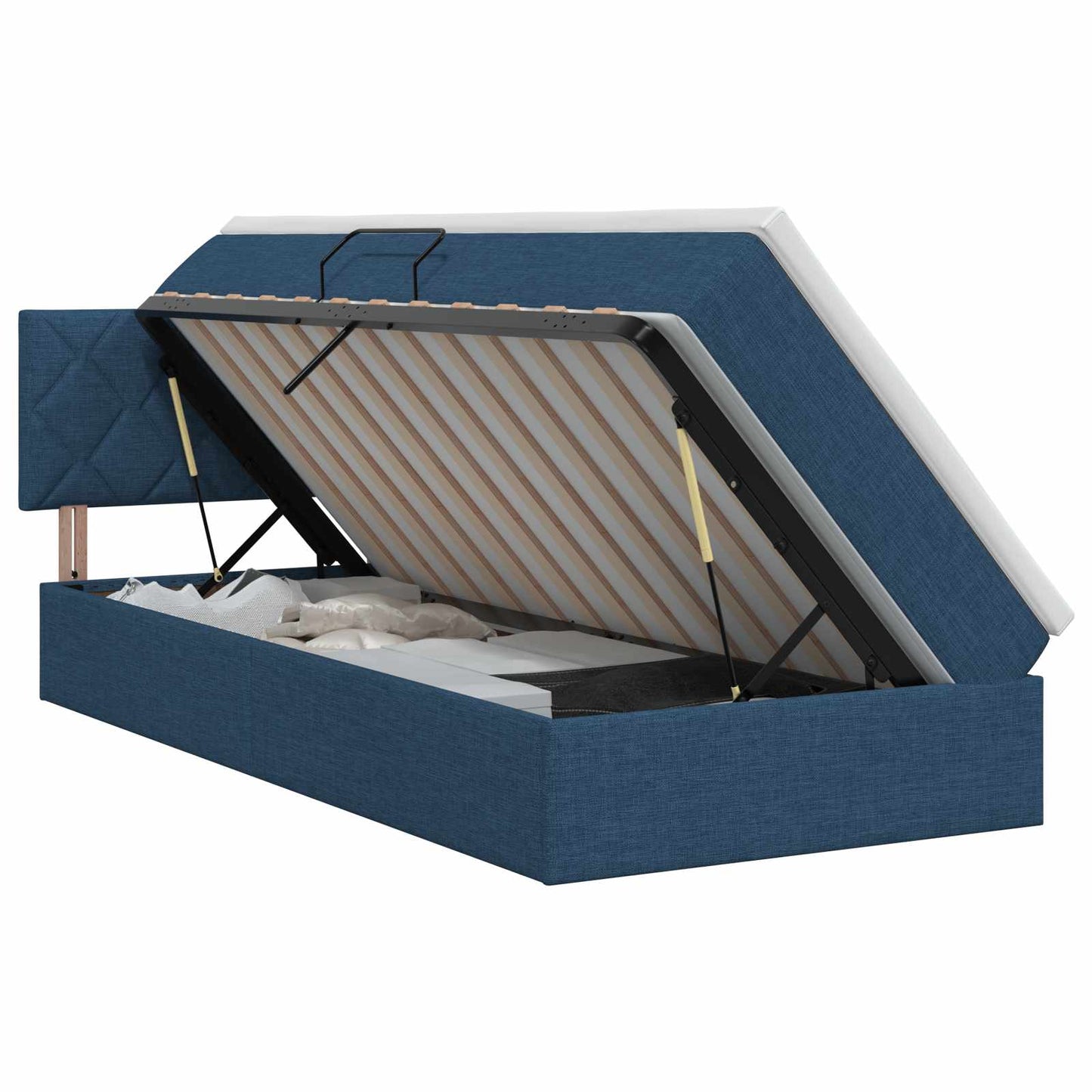 Opbergbed met matras met hoofdeinde Blauw 90 x 200 cm fluweel