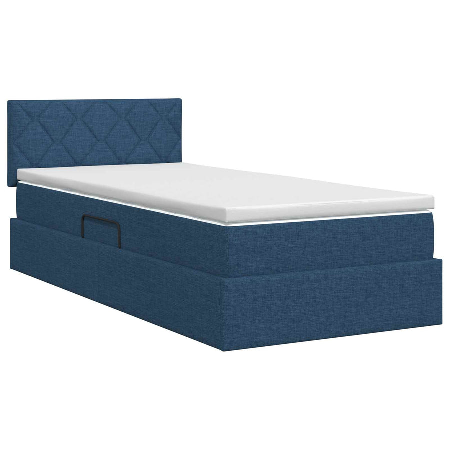 Opbergbed met matras met hoofdeinde Blauw 90 x 200 cm fluweel