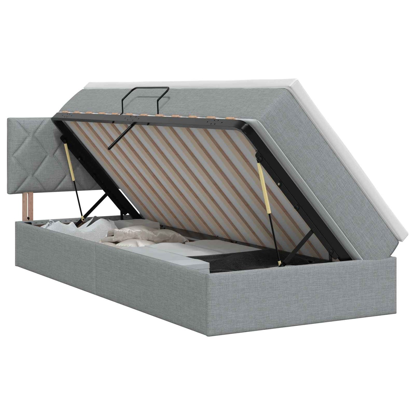 Opbergbed met matras Lichtgrijs 100 x 200 cm fluweel
