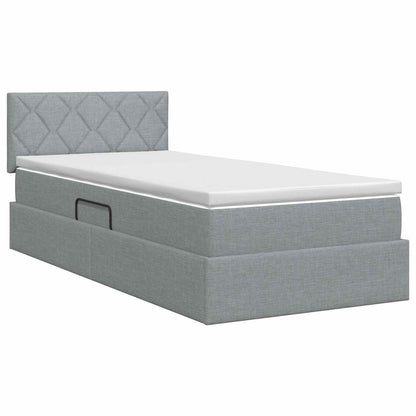 Opbergbed met matras Lichtgrijs 100 x 200 cm fluweel