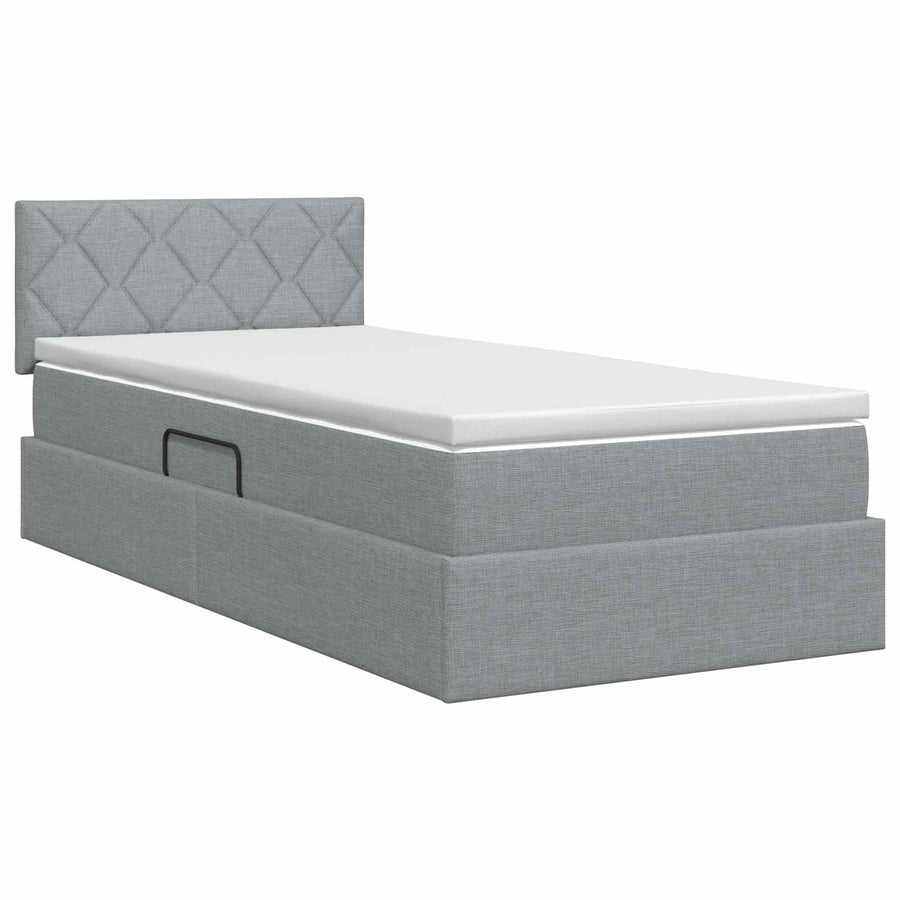 Opbergbed met matras Lichtgrijs 100 x 200 cm fluweel