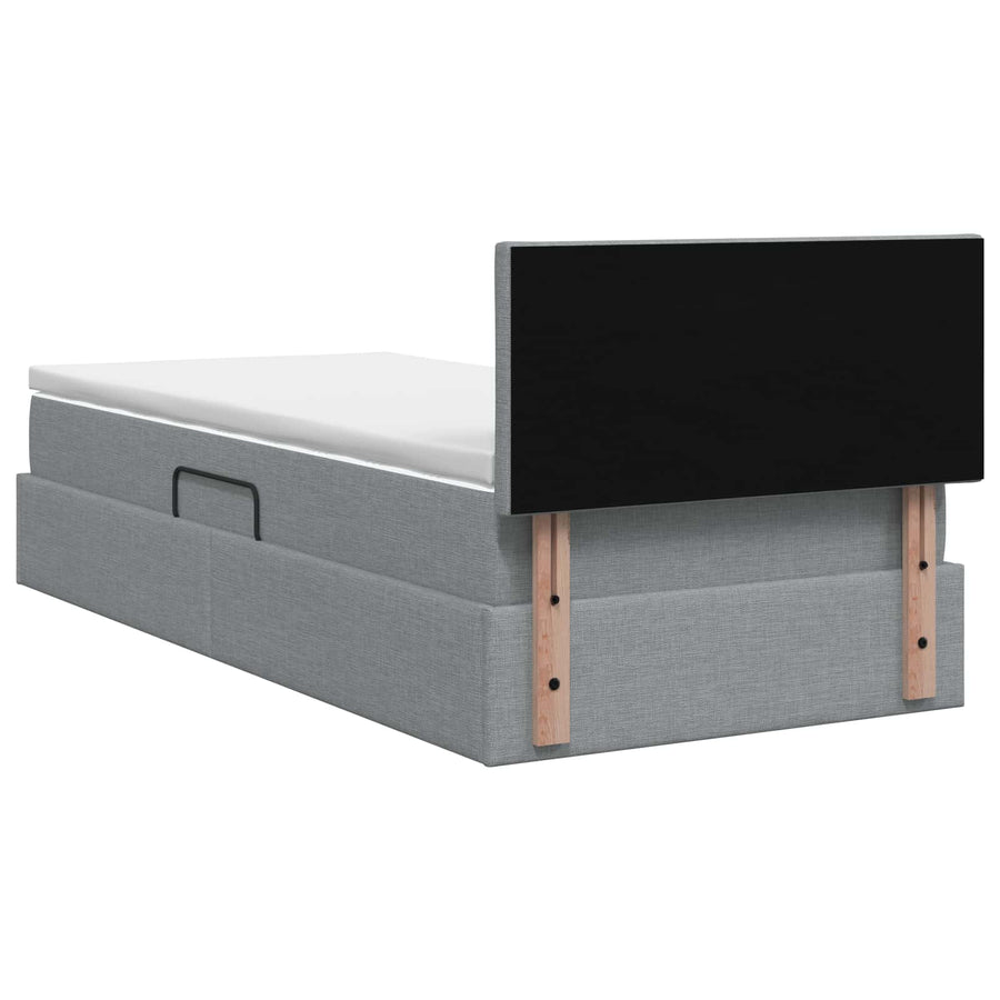 Opbergbed met matras Lichtgrijs 100 x 200 cm fluweel