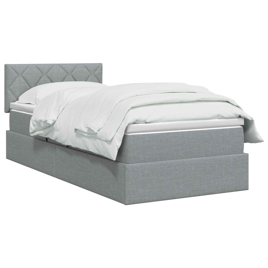 Opbergbed met matras Lichtgrijs 100 x 200 cm fluweel