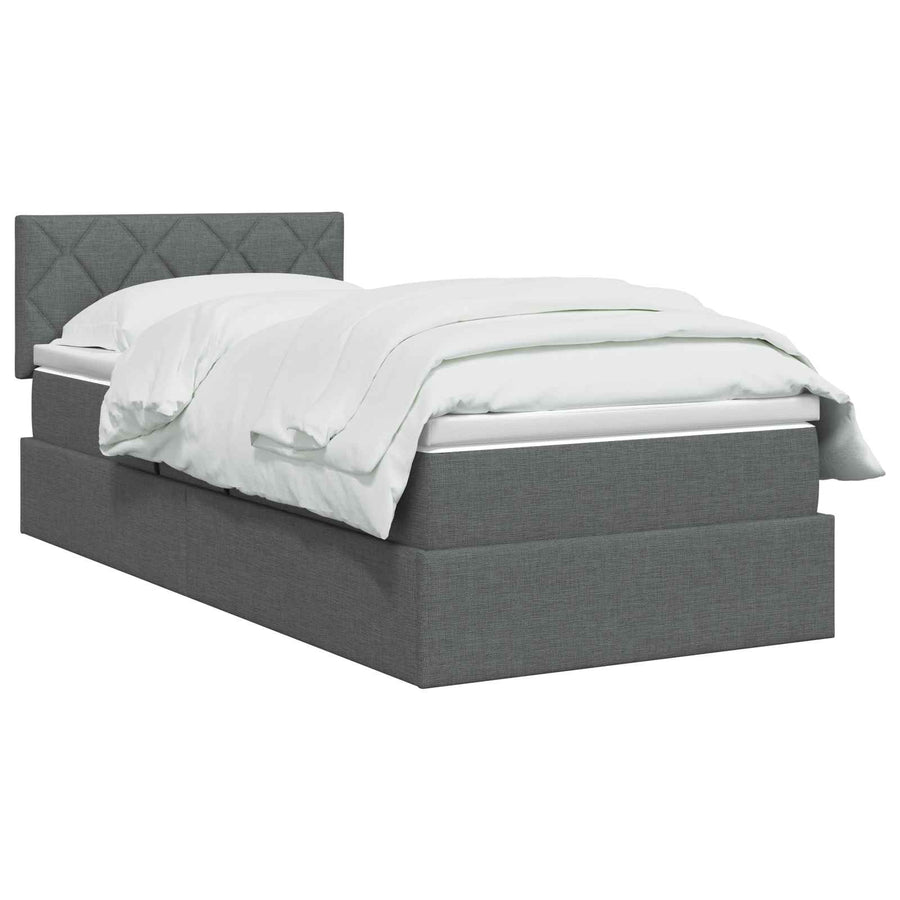 Opbergbed met matras Donkergrijs 100 x 200 cm fluweel