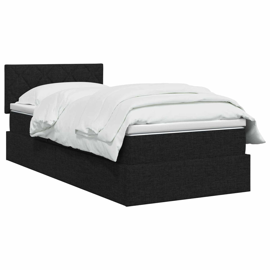 Opbergbed met matras met hoofdeinde Zwart 100 x 200 cm fluweel