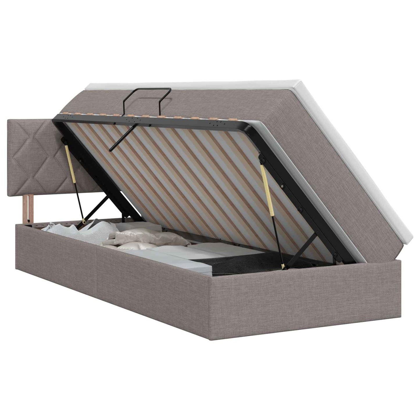 Opbergbed met matras met hoofdeinde Taupe 100 x 200 cm fluweel
