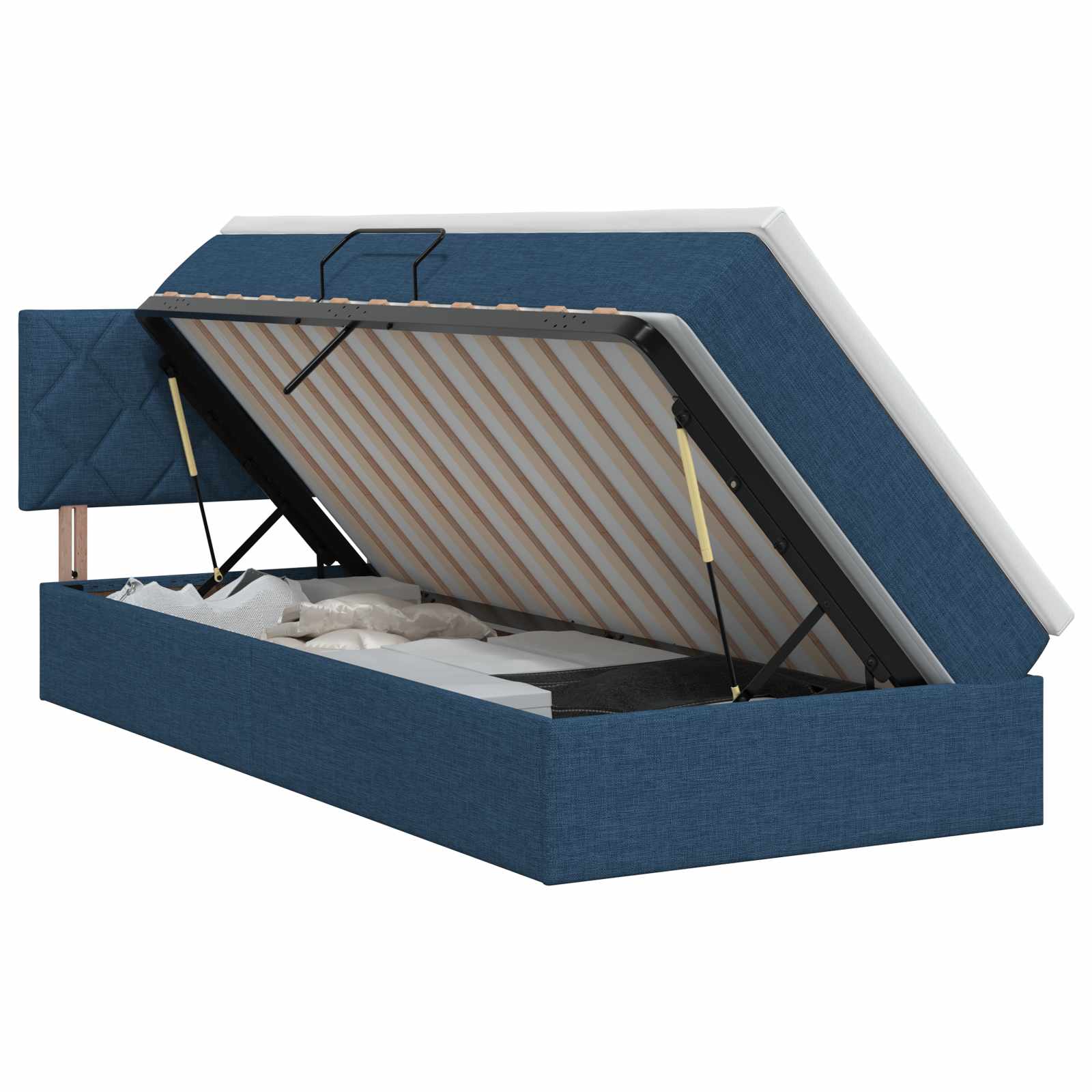 Opbergbed met matras met hoofdeinde Blauw 100 x 200 cm fluweel