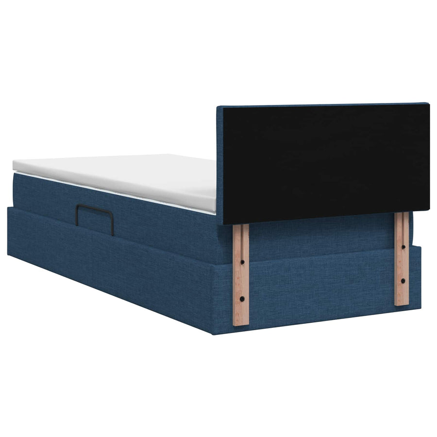 Opbergbed met matras met hoofdeinde Blauw 100 x 200 cm fluweel