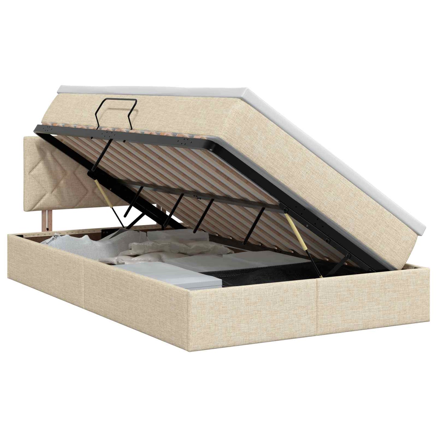 Opbergbed met matras Crèmekleurig 120 x 190 cm fluweel