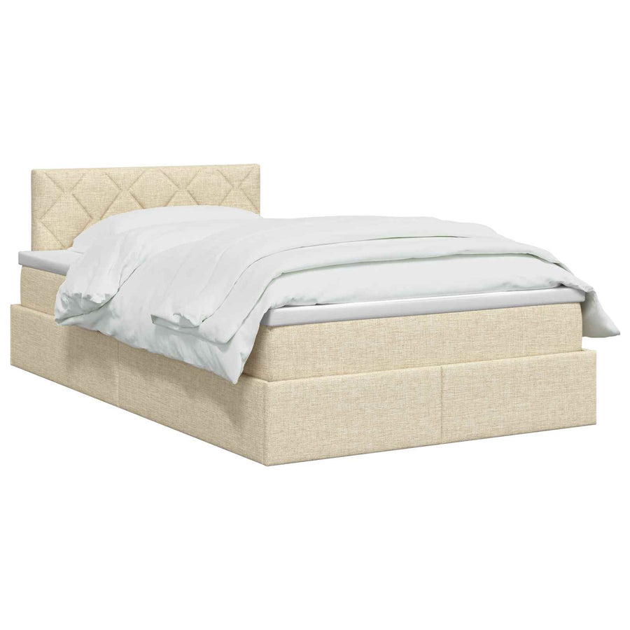 Opbergbed met matras Crèmekleurig 120 x 190 cm fluweel