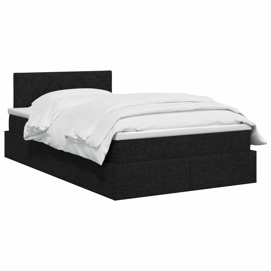 Opbergbed met matras met hoofdeinde Zwart 120 x 200 cm fluweel