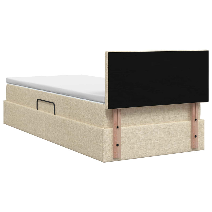 Opbergbed met matras Crèmekleurig 120 x 200 cm fluweel