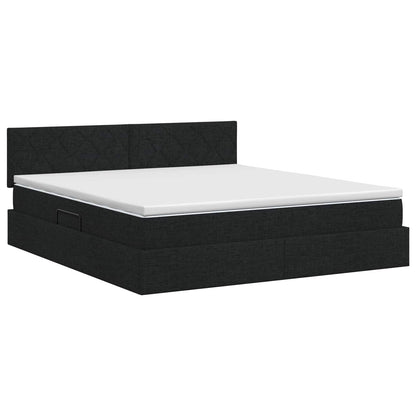 Opbergbed met matras met hoofdeinde Zwart 140 x 190 cm fluweel