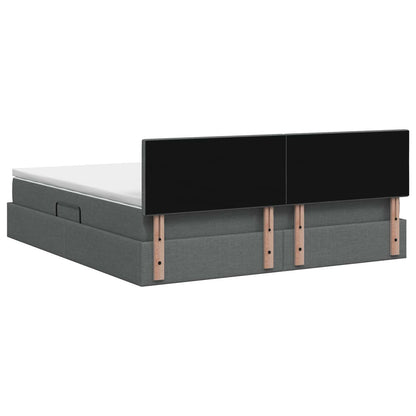 Opbergbed met matras Donkergrijs 140 x 200 cm fluweel