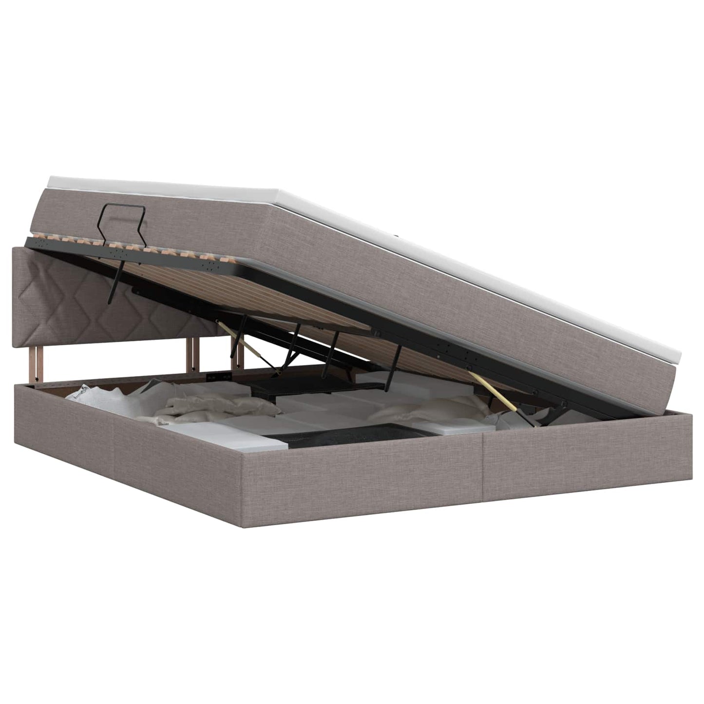 Opbergbed met matras met hoofdeinde Taupe 140 x 200 cm fluweel