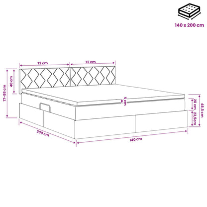Opbergbed met matras met hoofdeinde Blauw 140 x 200 cm fluweel
