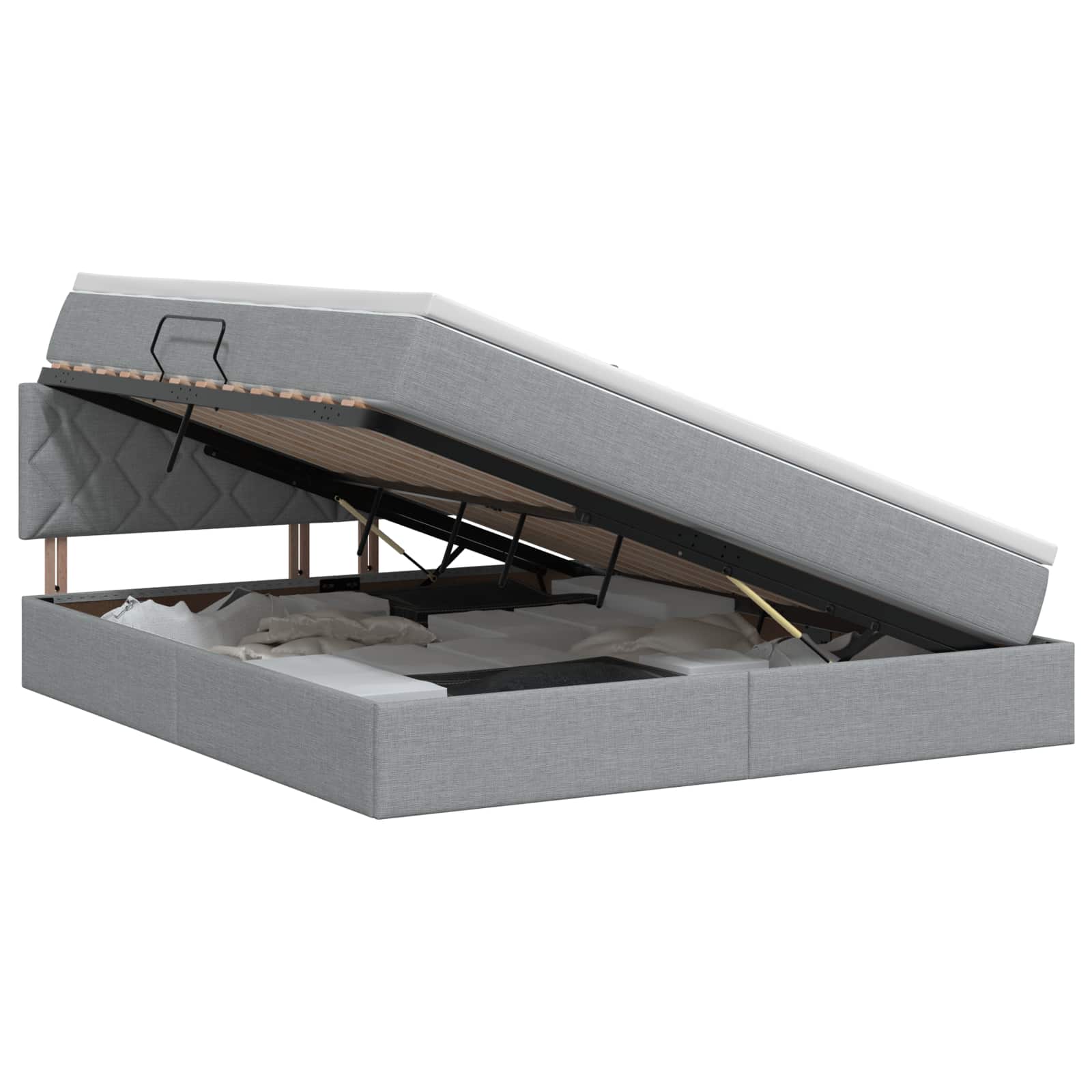 Opbergbed met matras Lichtgrijs 160 x 200 cm fluweel