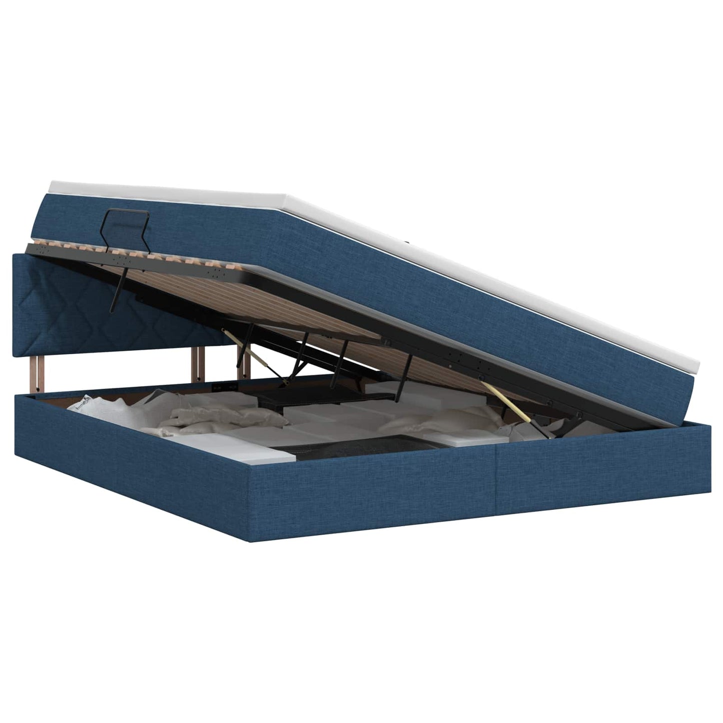 Opbergbed met matras met hoofdeinde Blauw 160 x 200 cm fluweel