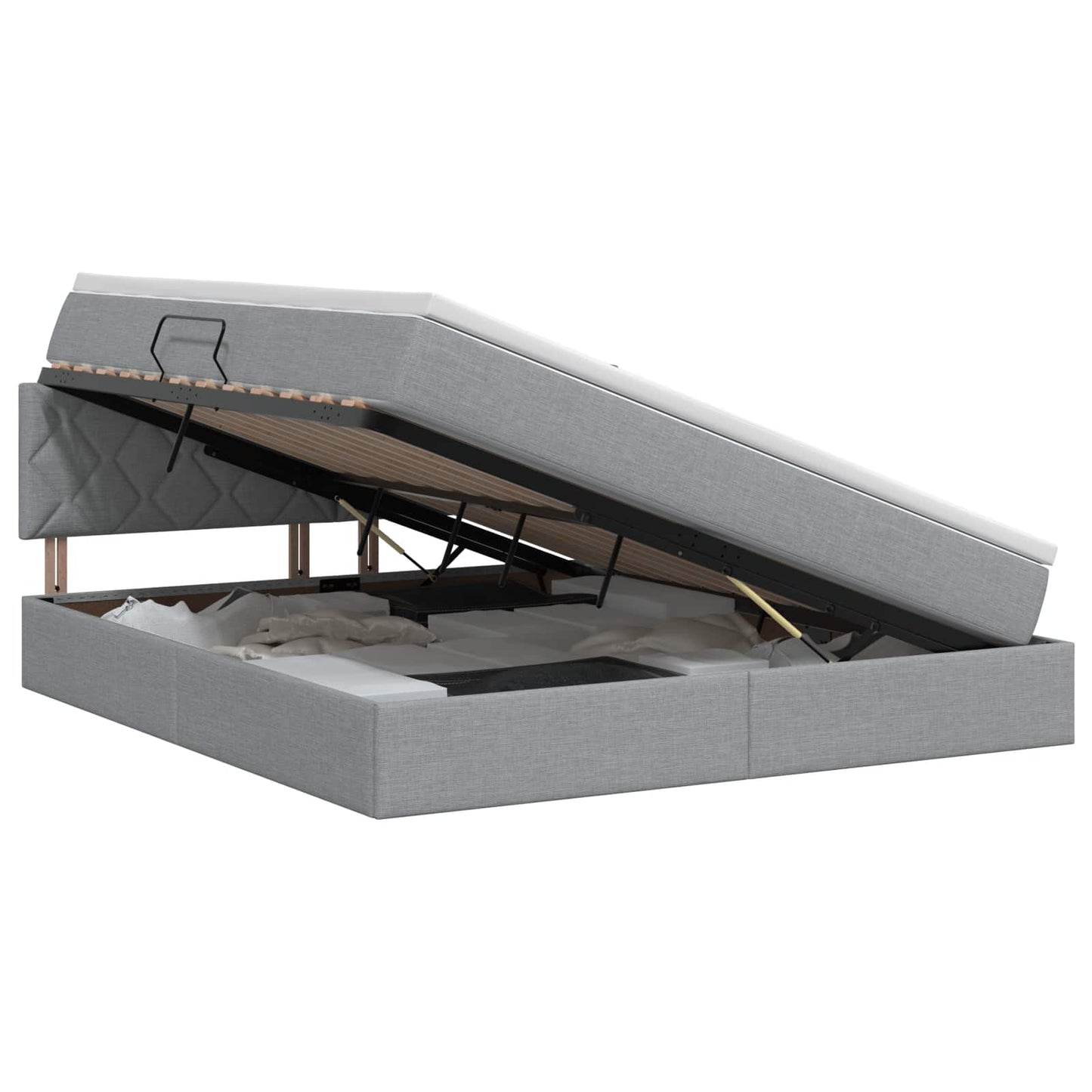 Opbergbed met matras Lichtgrijs 180 x 200 cm fluweel